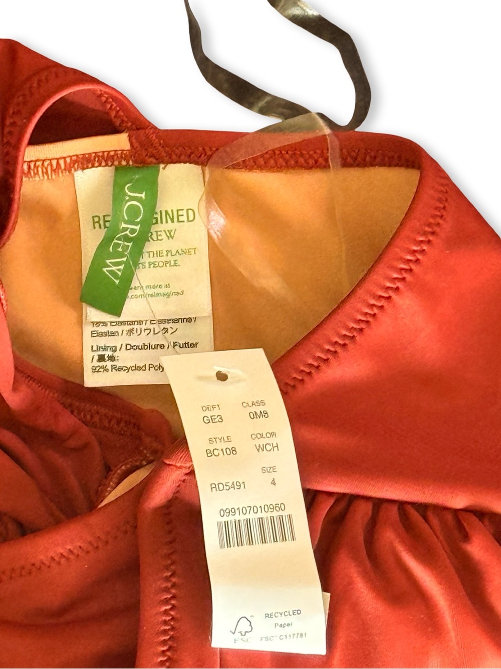 J. Crew one-Shoulder Ruched Women’s Swimsuit - Rust - Picture 4 of 4